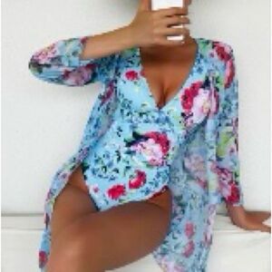 SHEIN Floral Swimsuit with Cover-Up